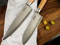 Damast Olive Chefmesser Groß
